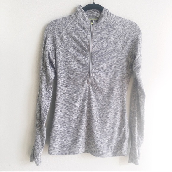 Athleta Mendoza 1/2 Zip Running Shirt Thumb Holes Space Dye Gray/Blue Size Small - Picture 1 of 16